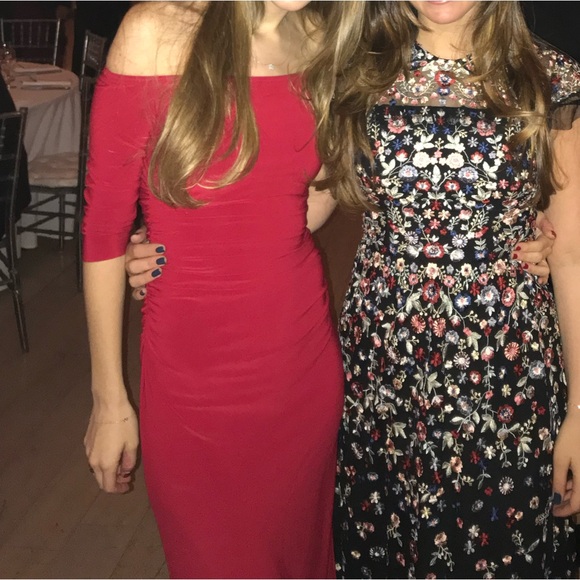 Norma Kamalo Elegant Red Off-Shoulder Dress - Picture 2 of 7